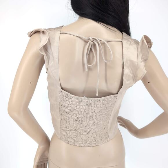 Astr the Label Milkmaid Cap Sleeve Champagne Color Top MSRP $65 - Size S - NWT - Picture 5 of 16